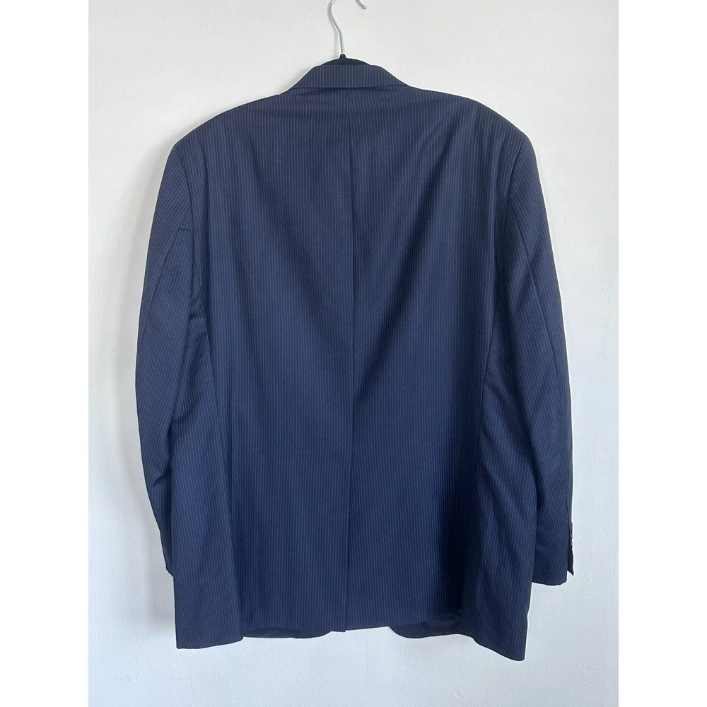 Lauren‎ Ralph Lauren 100% Wool Jacket Mens 48R Navy Pinstripe Blazer Sport Coat